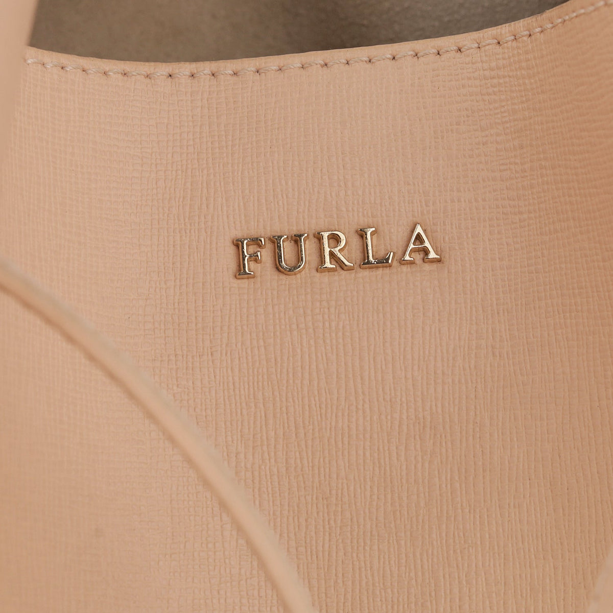 Furla Beige Leather Stacy Medium Bucket Bag