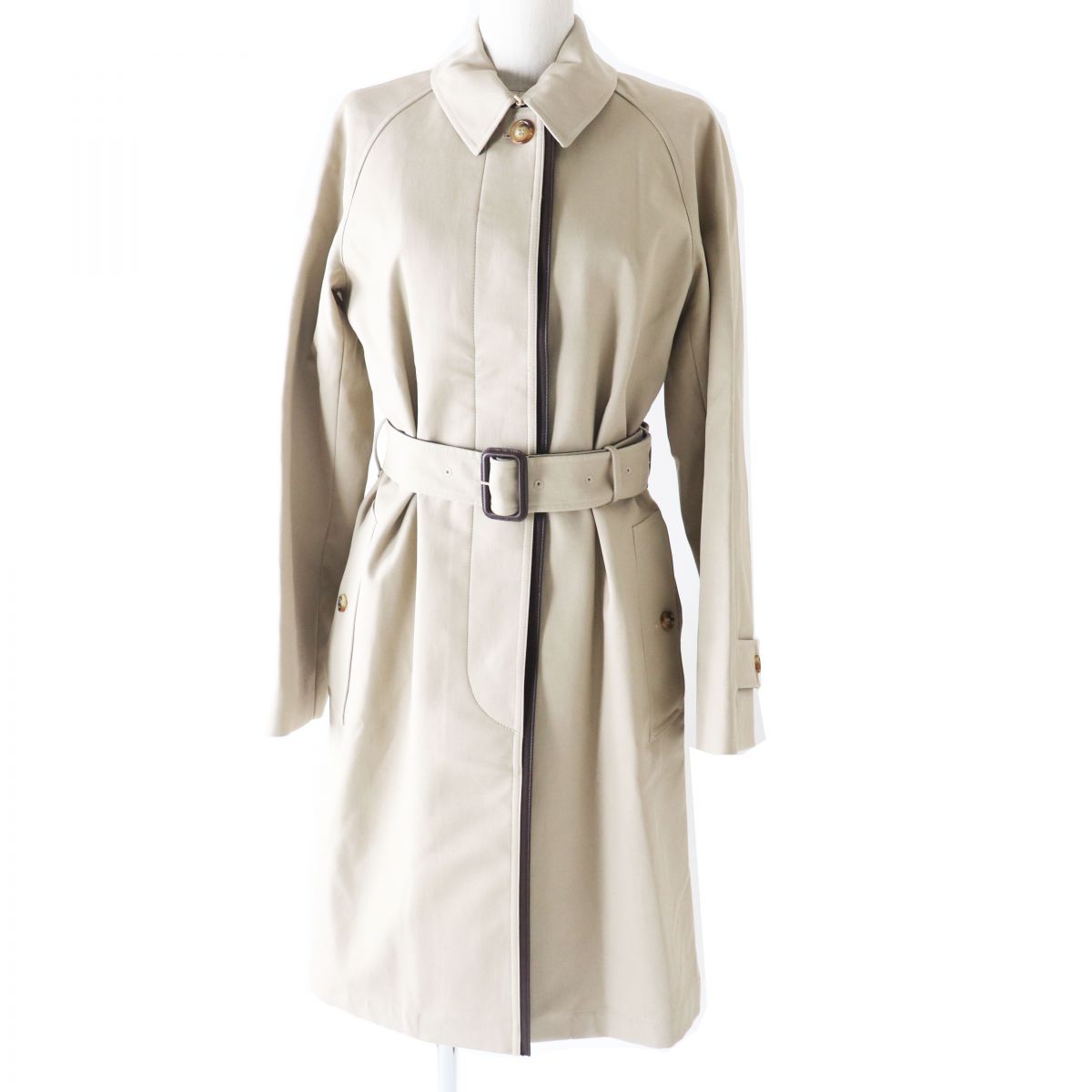 Burberry London England 8020187 Leather Trimmed Long Coat