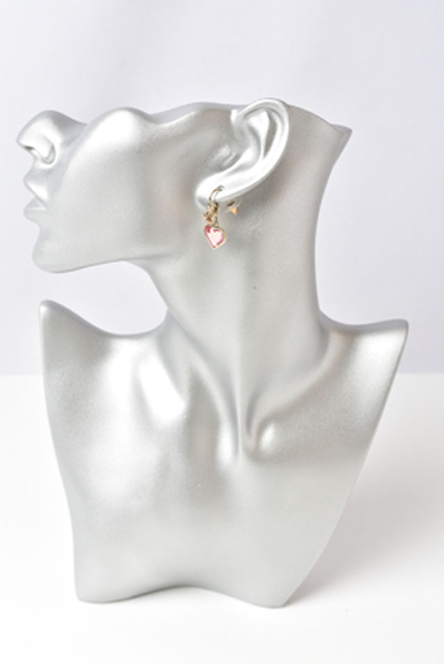 Chanel Resin Earrings CC Mark Heart Motif Pink/Gold