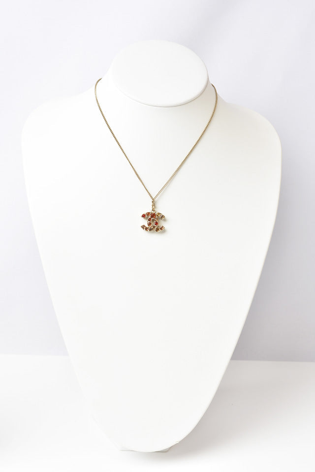 Chanel Necklace/Pendant Coco Mark Rhinestone Vintage Gold