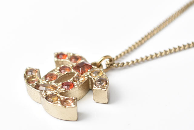 Chanel Necklace/Pendant Coco Mark Rhinestone Vintage Gold