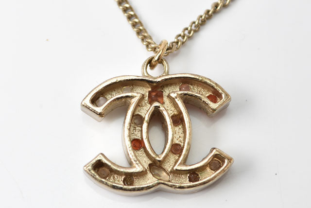 Chanel Necklace/Pendant Coco Mark Rhinestone Vintage Gold