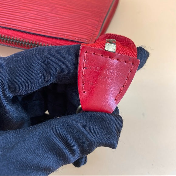 LOUIS VUITTON Red EPI pochette accessories shoulder bag TWS