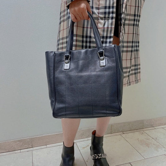 Chanel Vintage chocolate bar leather tote TWS pop