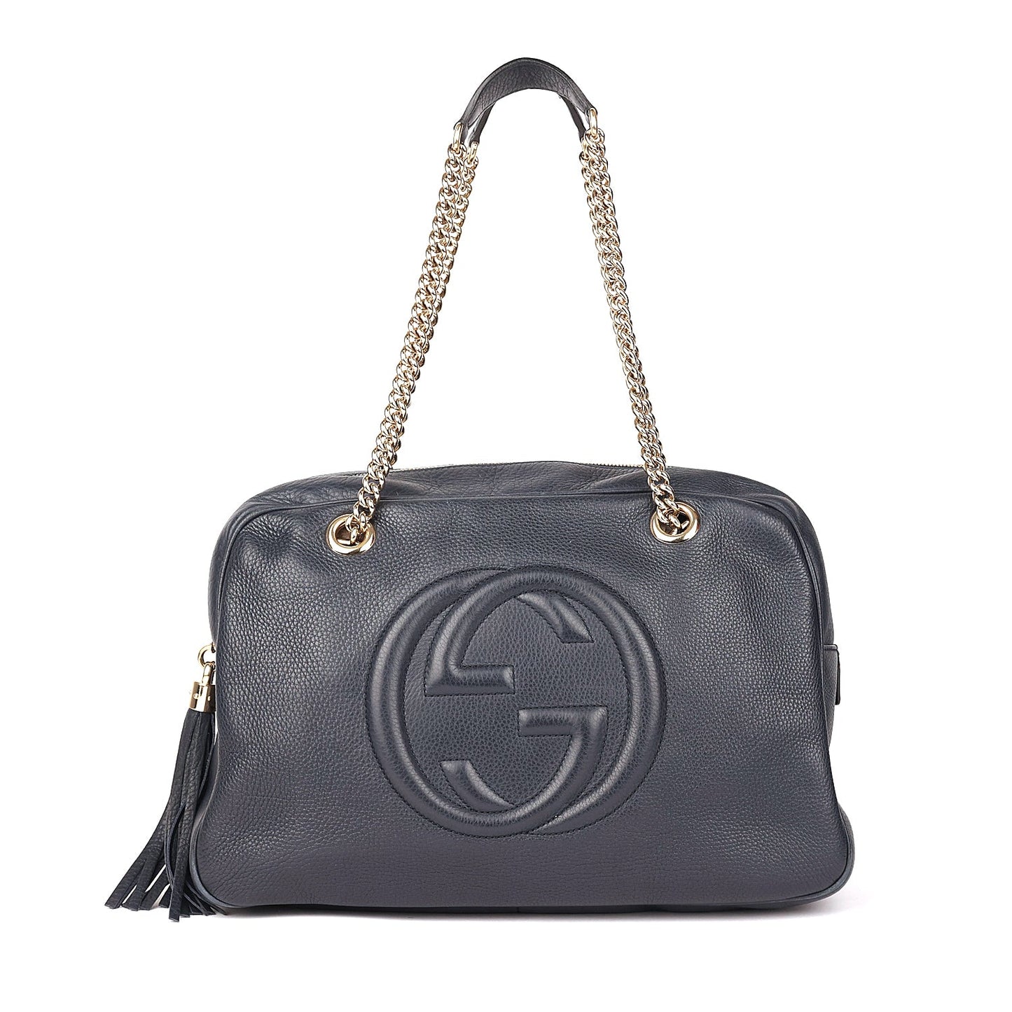 Gucci Navy Blue Leather Large Soho Shoulder Bag