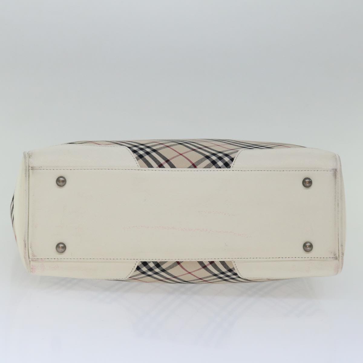 BURBERRY Nova Check Hand Bag Canvas Beige White Auth mr032