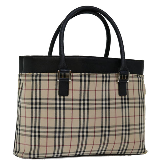 BURBERRY Nova Check Hand Bag Canvas Beige Brown Auth mr059