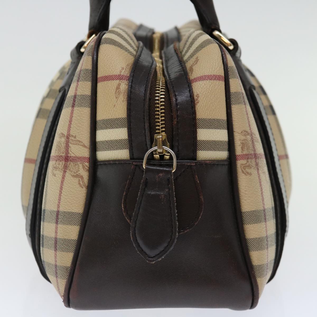 BURBERRY Nova Check Hand Bag PVC Beige Auth mr098