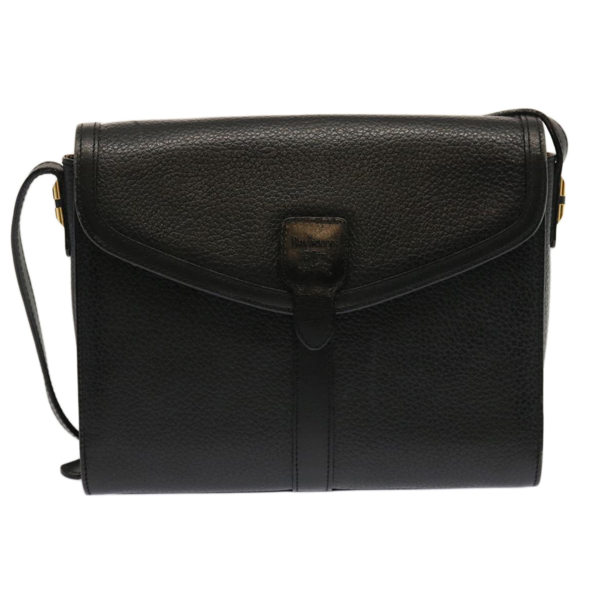 BURBERRYSs Shoulder Bag Leather Black Auth mr101