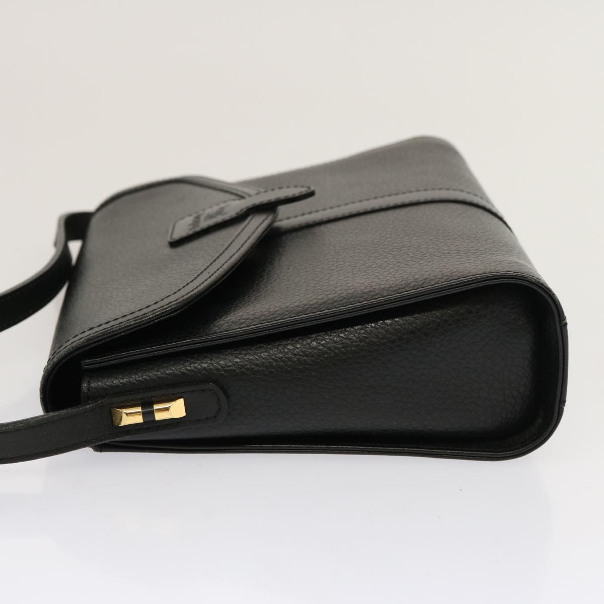 BURBERRYSs Shoulder Bag Leather Black Auth mr101