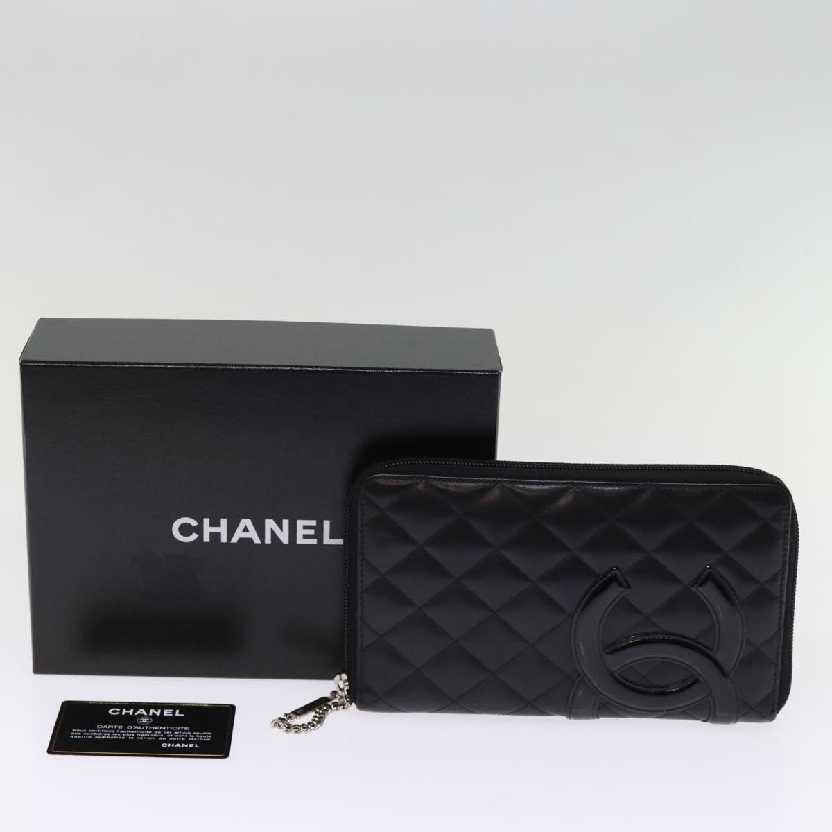Top Quality Chanel Long Wallet Leather Black CC Auth mr152