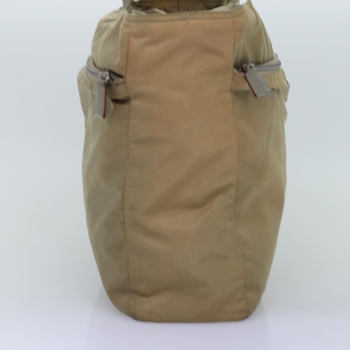 PRADA Tote Bag Nylon Beige Auth mr185