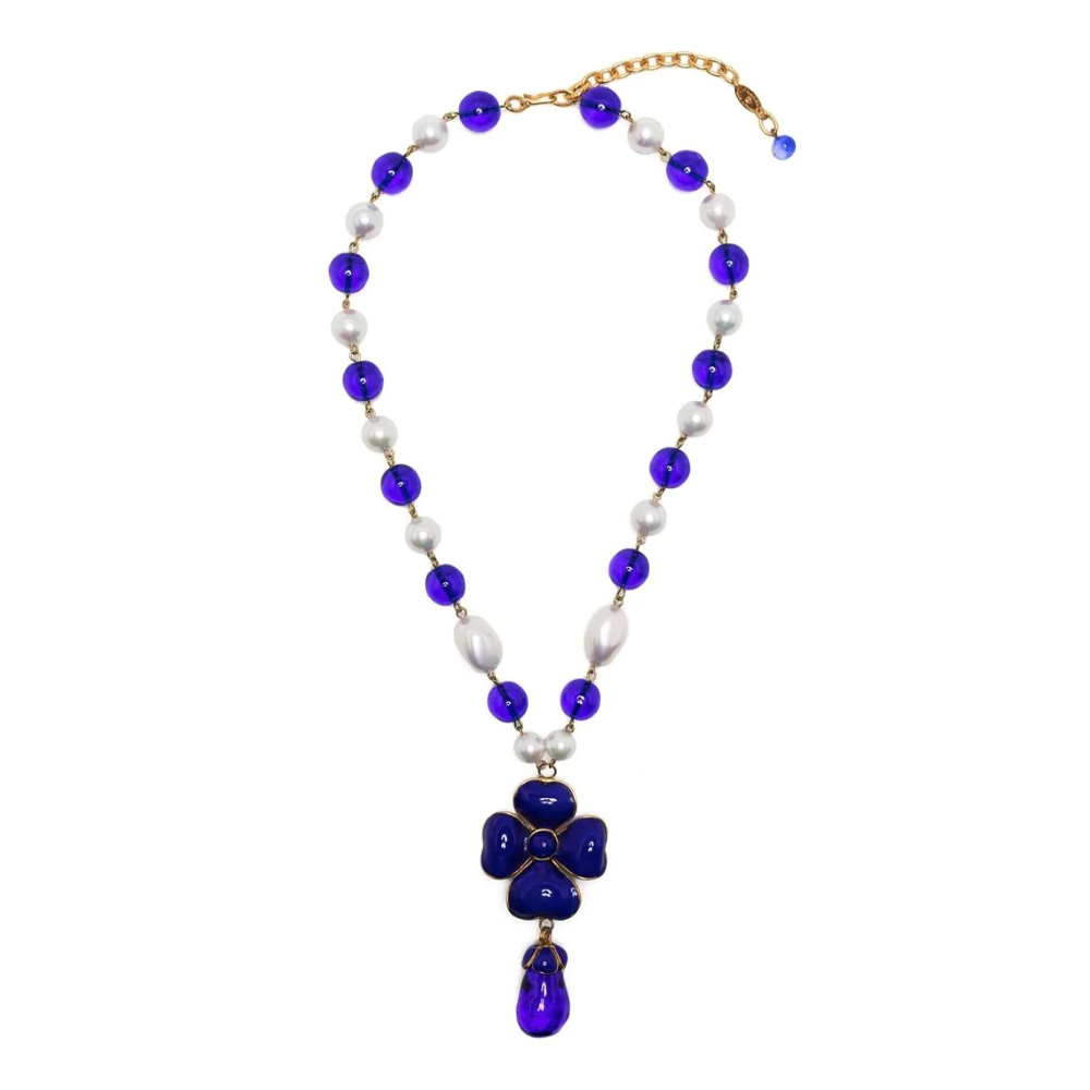 Top Quality Chanel Gripoix Camellia Pendant Necklace