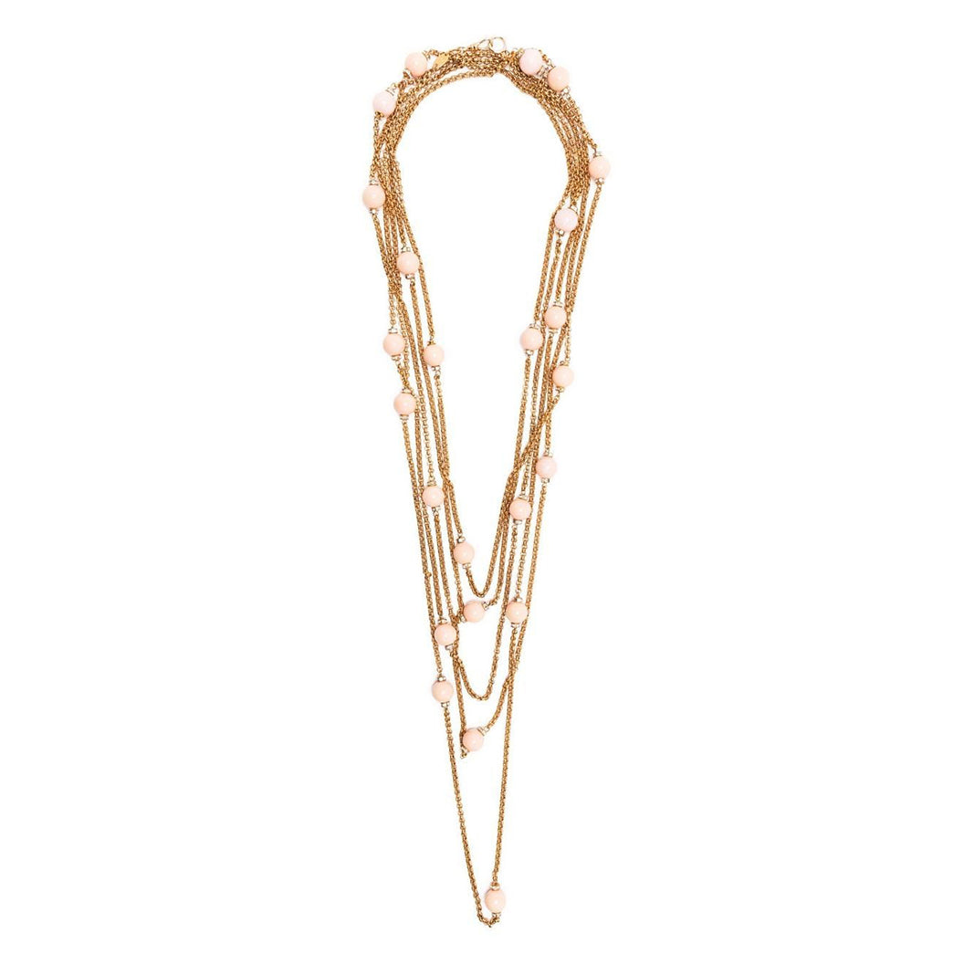 Long Chain Bead and Rhinestone Necklace