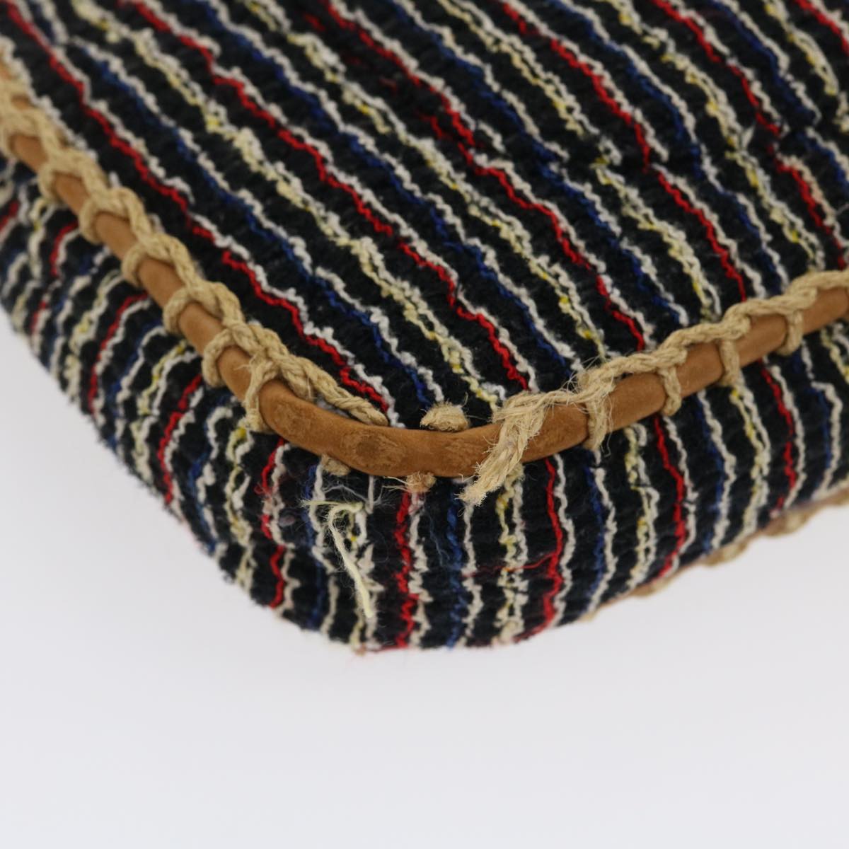Top Quality Chanel Matelasse Tweed Turn Lock Chain Shoulder Bag Navy Brown CC Auth nh616A