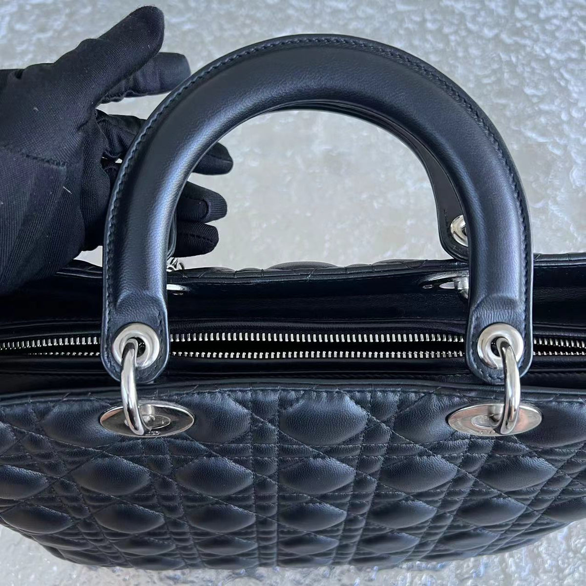 *No Strap* Lady Large Cannage Lambskin Black SHW