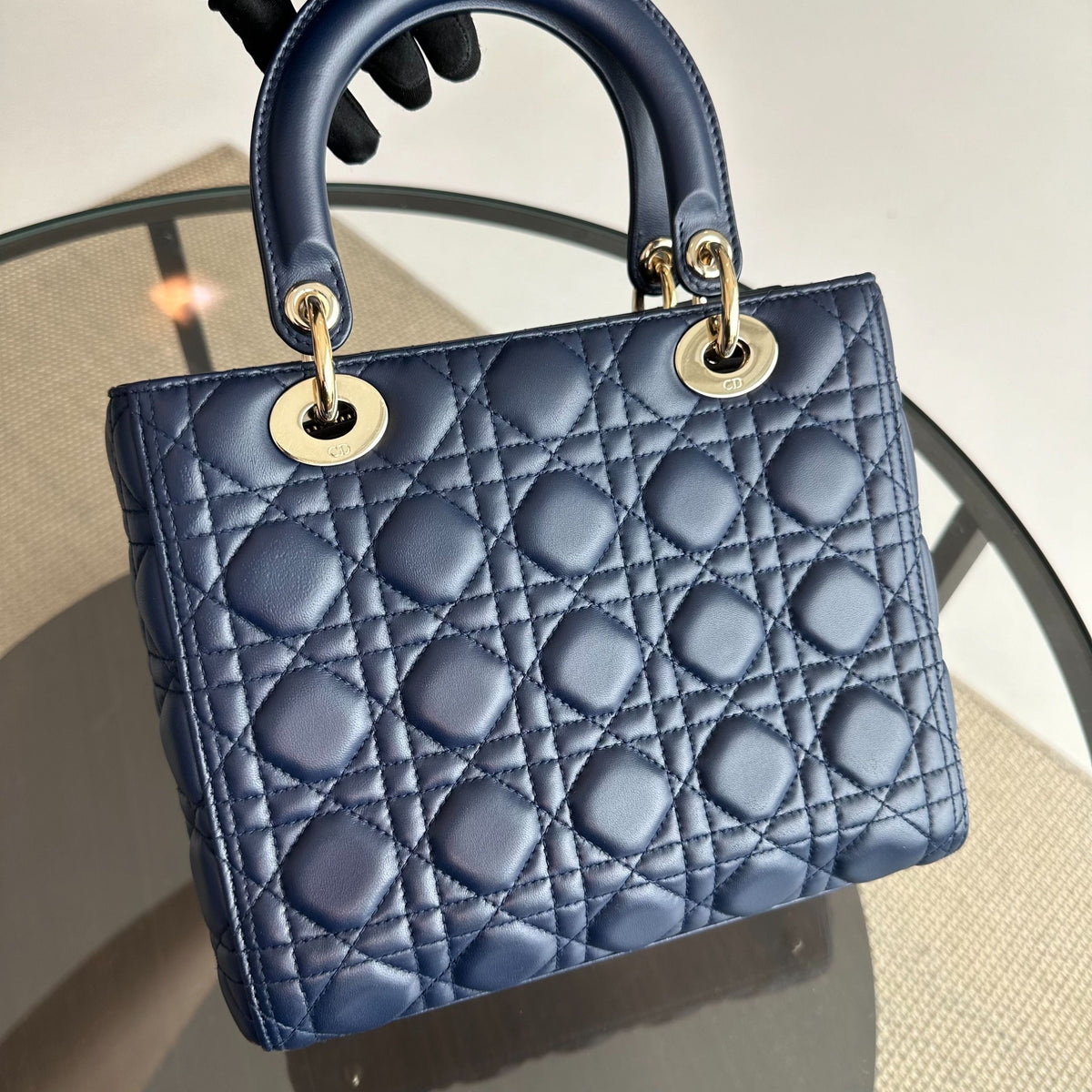 *No Strap* Lady Medium Lambskin Dark Blue GHW