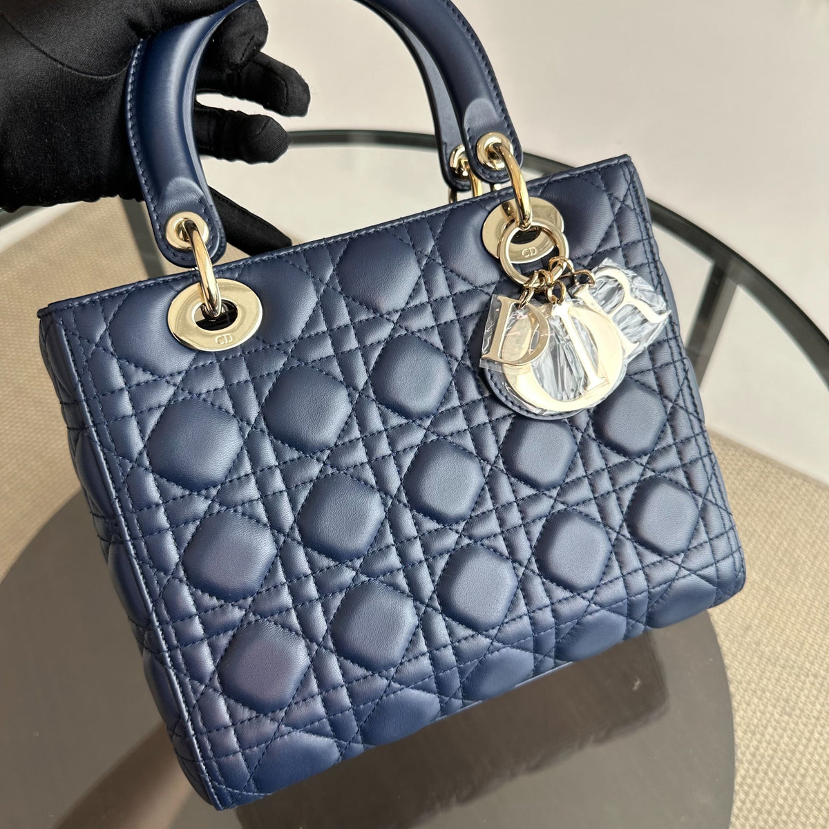 *No Strap* Lady Medium Lambskin Dark Blue GHW