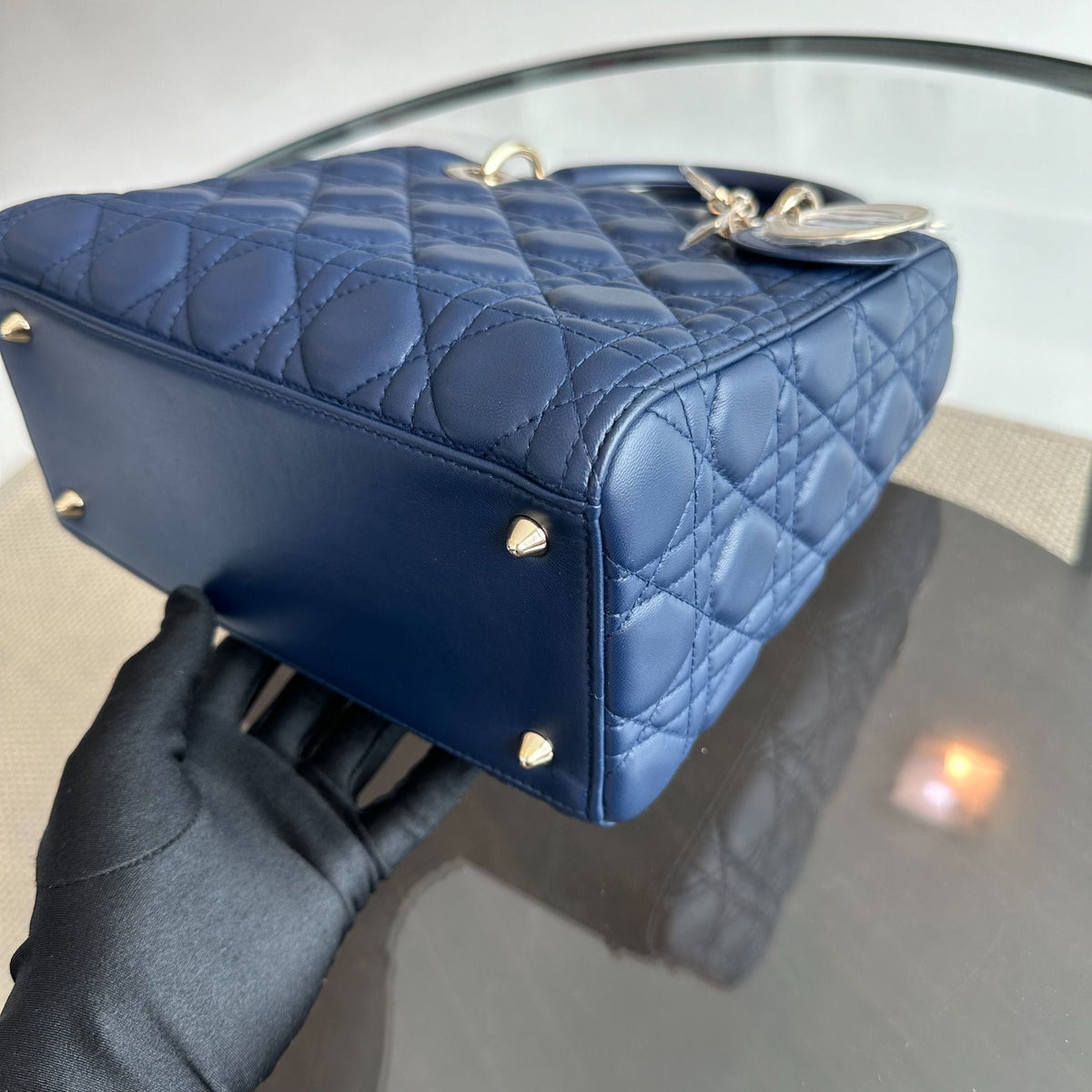 *No Strap* Lady Medium Lambskin Dark Blue GHW