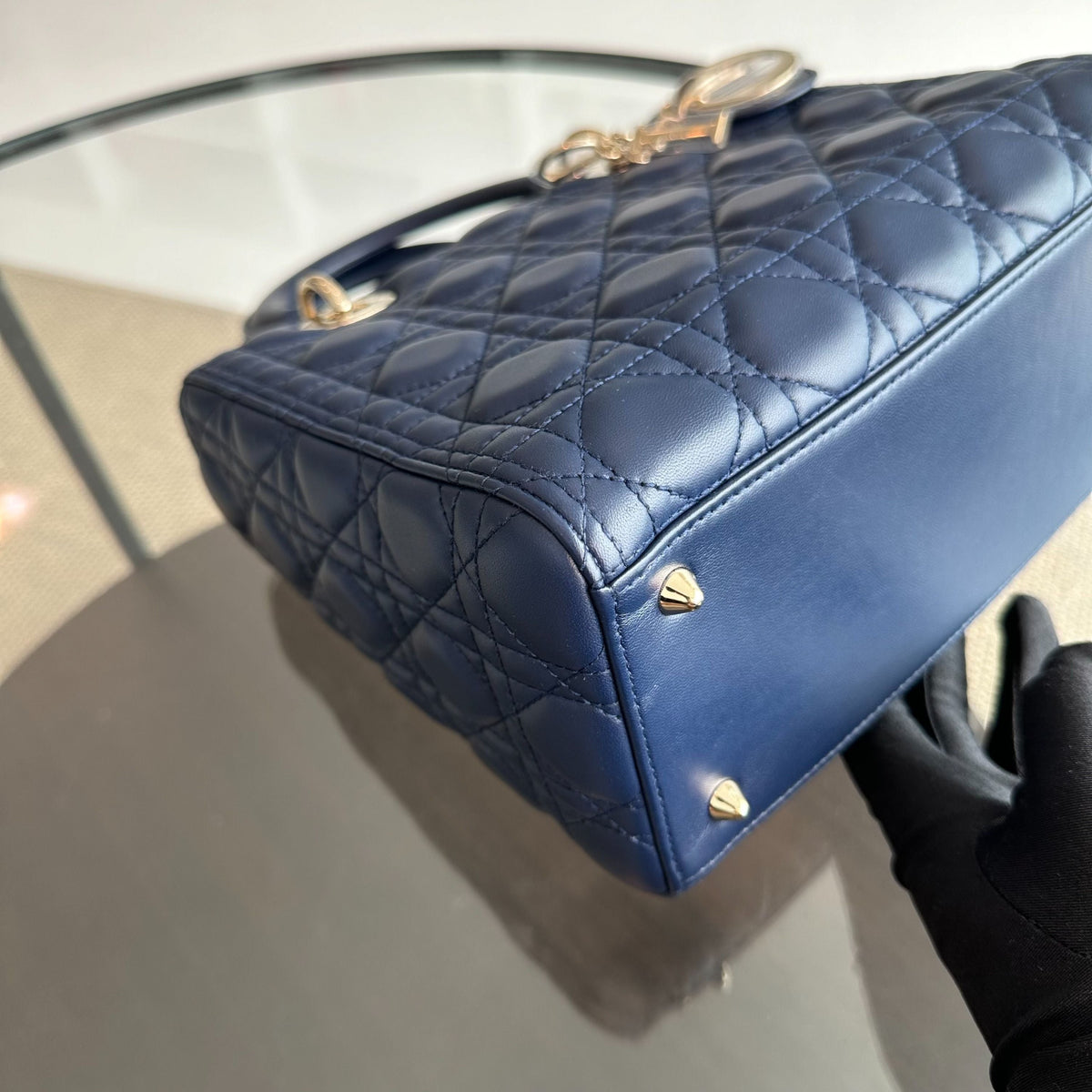 *No Strap* Lady Medium Lambskin Dark Blue GHW
