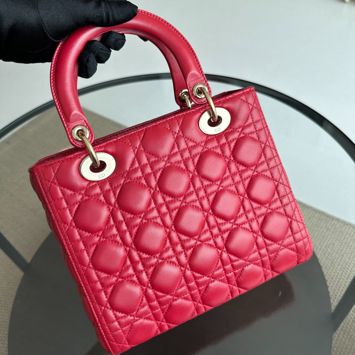 *No Strap* Lady Medium Lambskin Red GHW