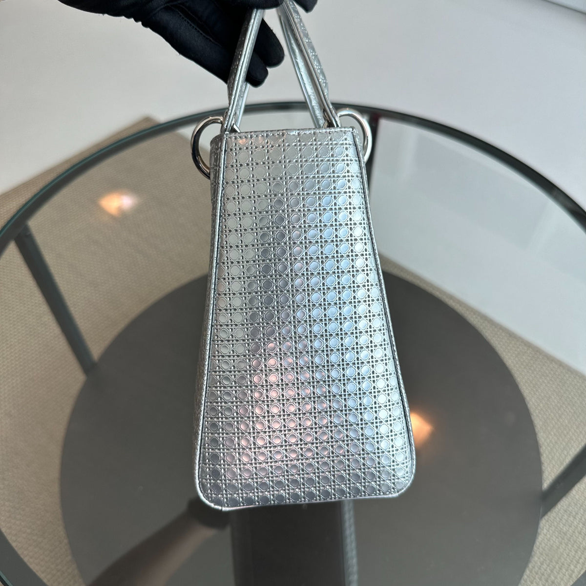 *No Strap* Lady Medium Micro-Cannage Metallic Limited Edition Silver SHW