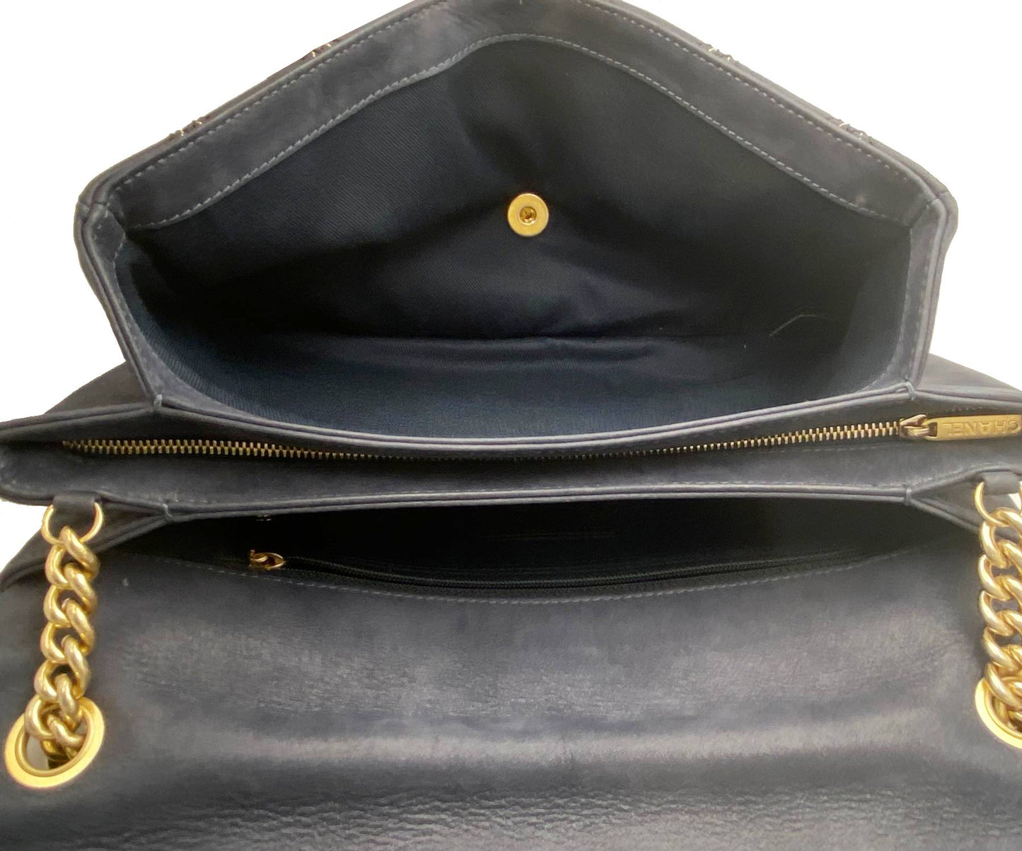 Top Quality Chanel Navy Stitching Rectangle Crossbody Bag with Mirror