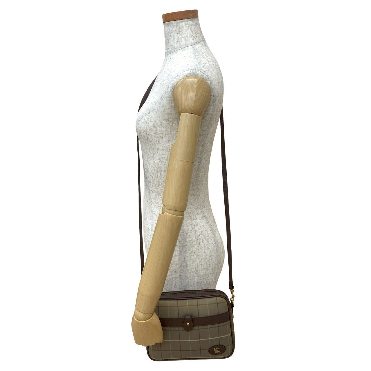 Burberrys Nova Check Leather Canvas Shoulder Bag