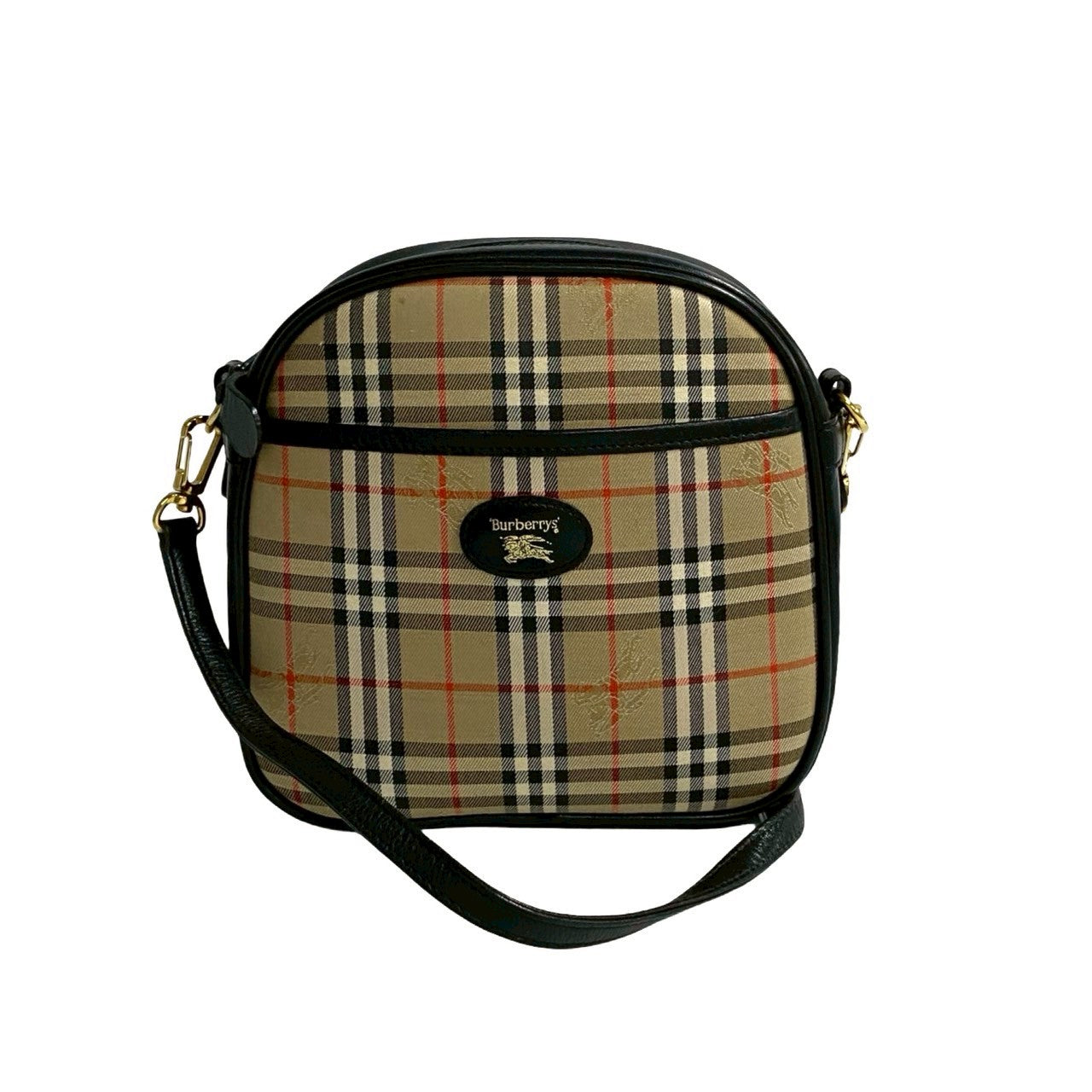 Burberrys Nova Check Canvas Leather Shoulder Bag