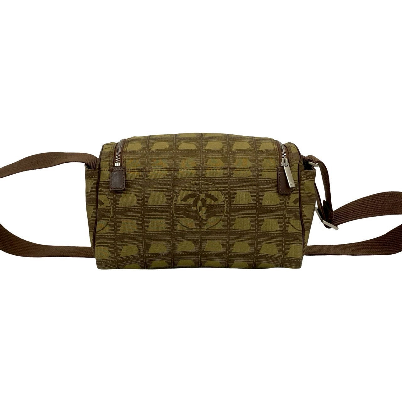 Chanel New Travel Line Leather Nylon Jacquard Shoulder Bag
