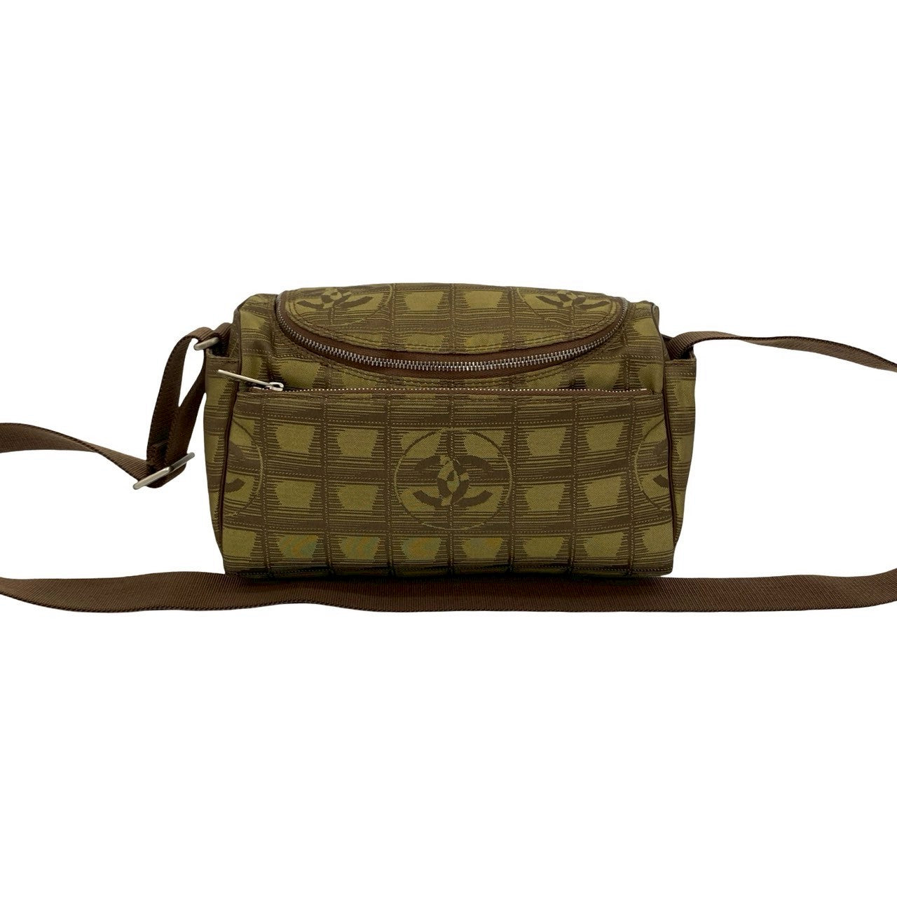 Chanel New Travel Line Leather Nylon Jacquard Shoulder Bag