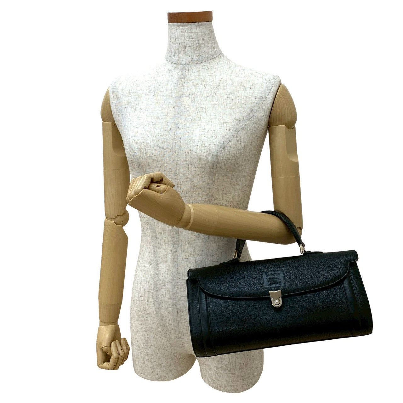 Burberrys Shadow Horse Logo Leather Handbag