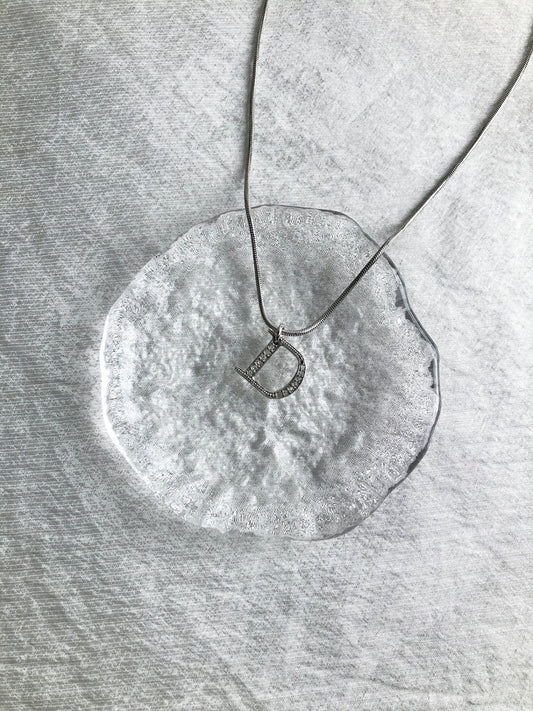 Christian Dior Logo Stone Necklace Silver Vintage y5kgpi
