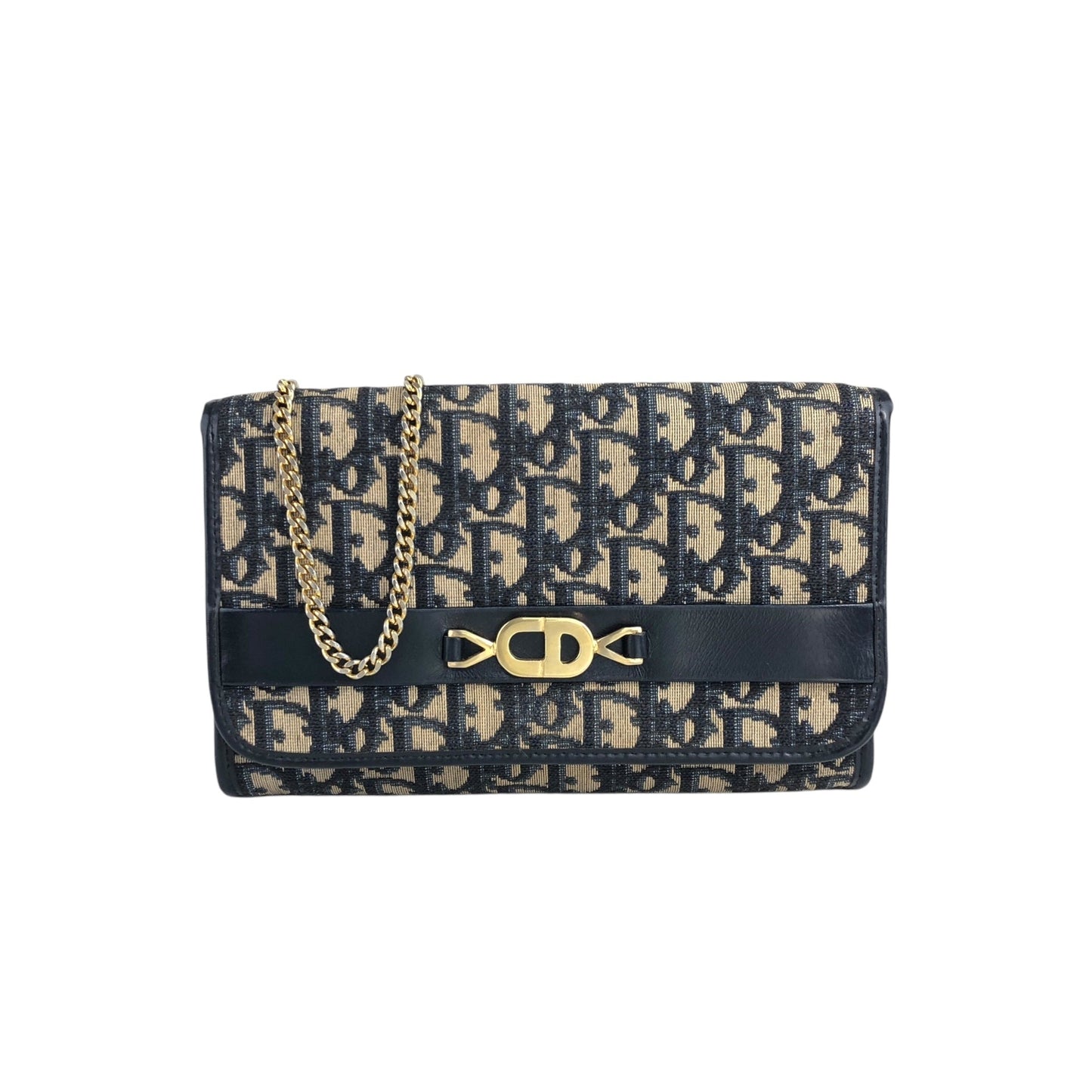 Christian Dior Trotter Chain Shoulder bag Navy Vintage r754bh