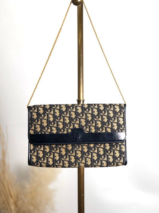 Christian Dior Trotter Chain Shoulder bag Black Vintage nvjjp2