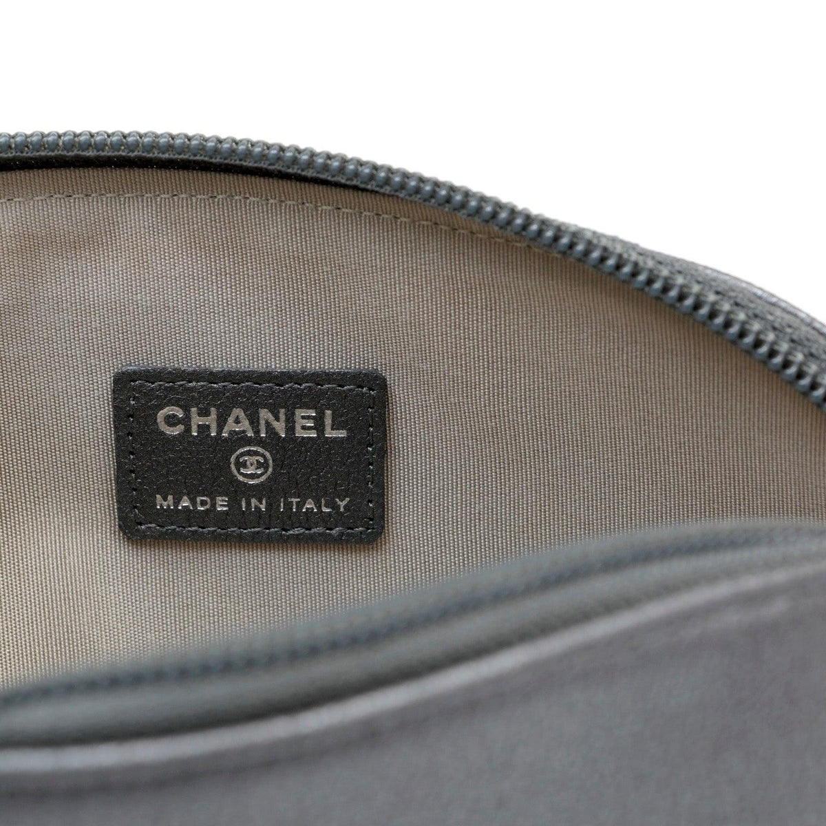 Chanel Slate Grey Camellia Pouch