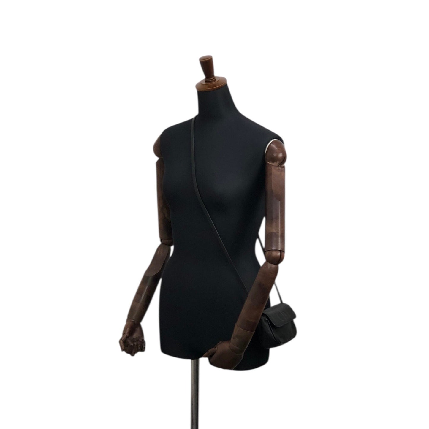 Christian Dior CD Logo Embossed Small Shoulder bag Black Vintage ee2nsk