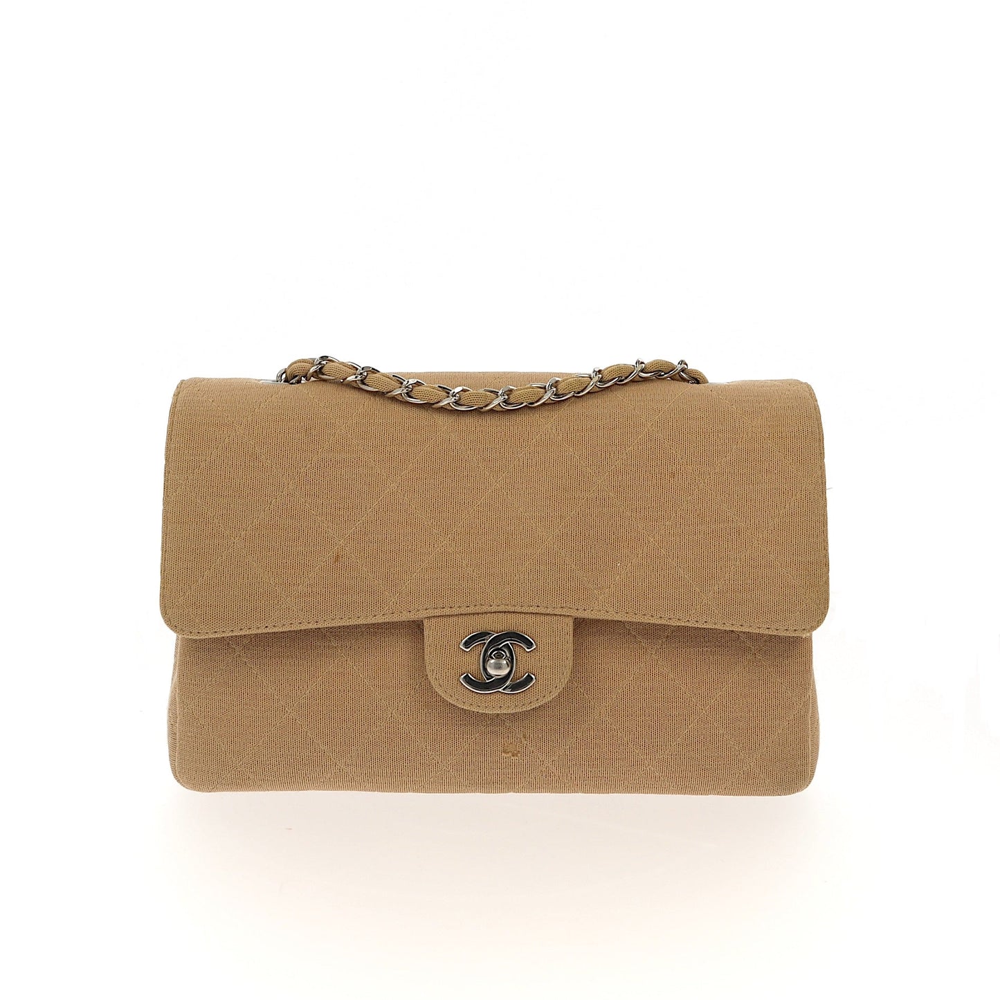 CHANEL Timeless/Classique Shoulder Bag in Beige Fabric