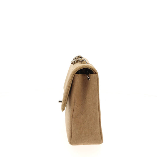 CHANEL Timeless/Classique Shoulder Bag in Beige Fabric