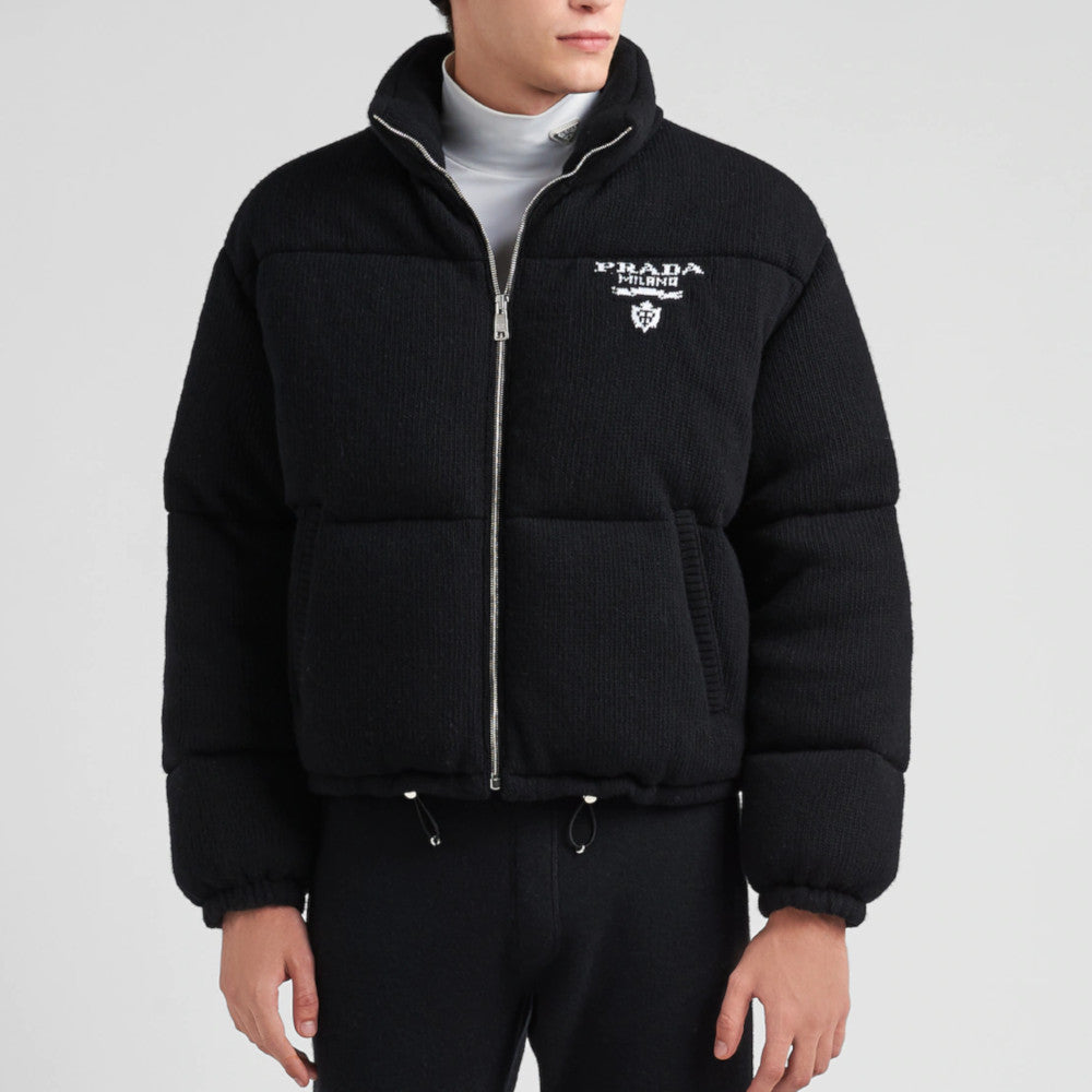 Cropped cashmere down jacket
