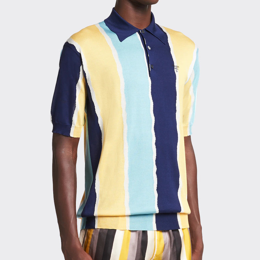 Silk jacquard polo shirt