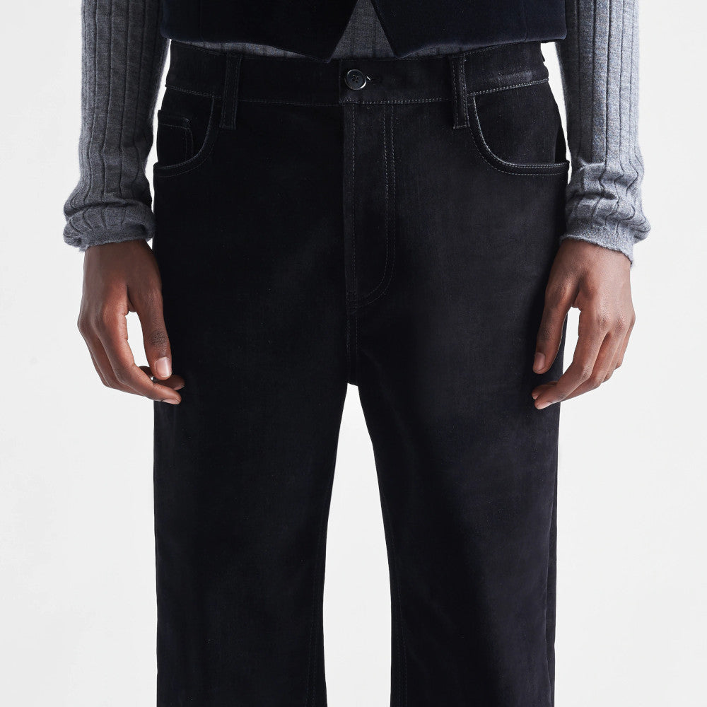 Five-pocket velvet denim trousers