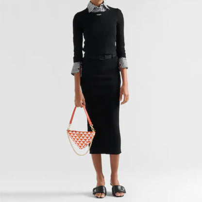 Embroidered jacquard fabric mini-bag