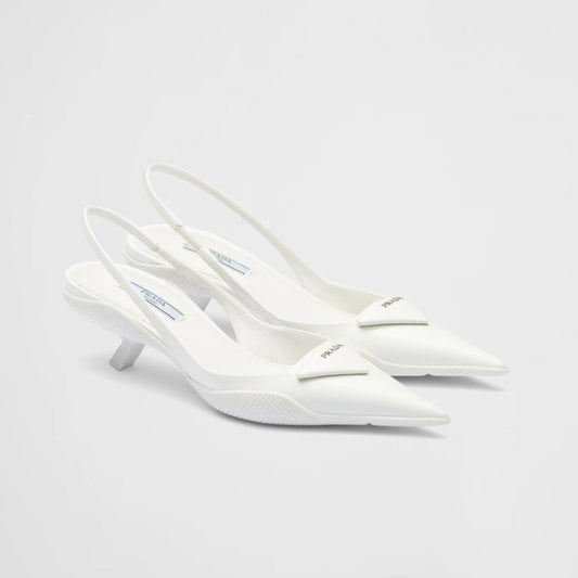Brushed leather slingback pumps