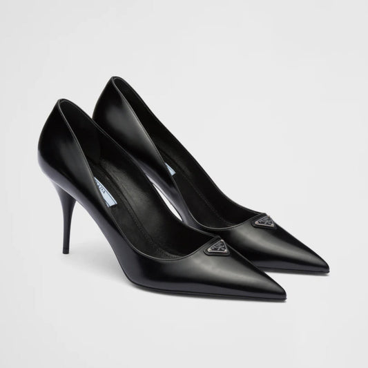 Brushed leather pumps