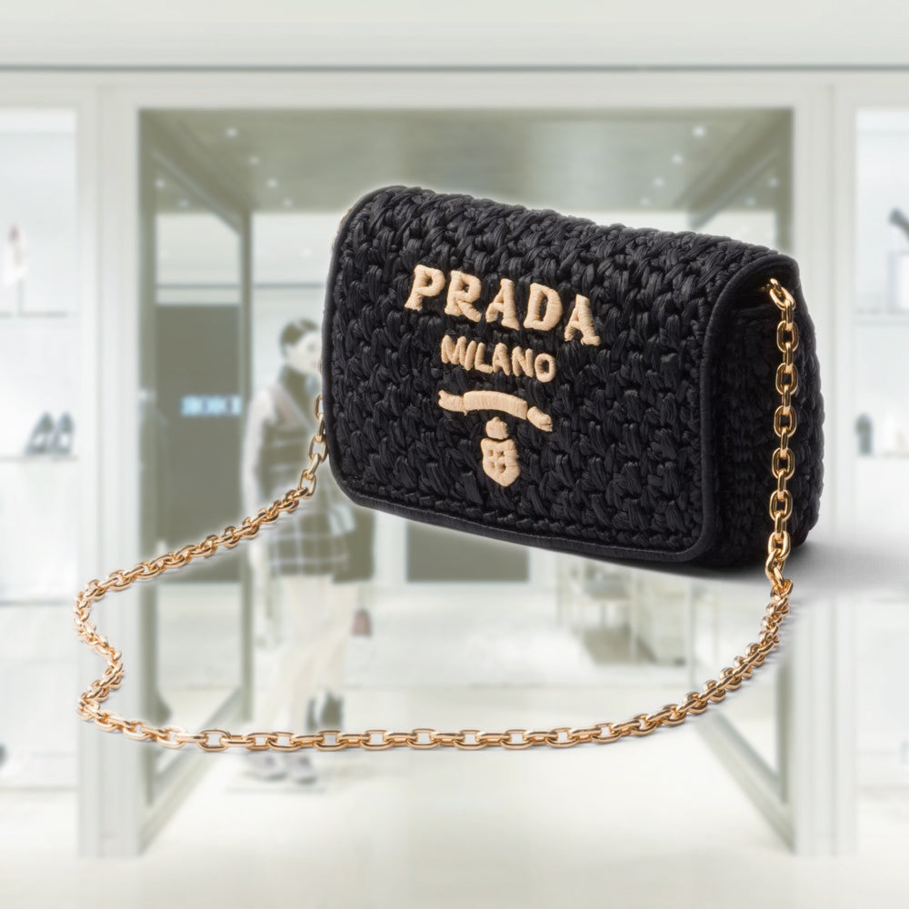 Woven fabric shoulder bag