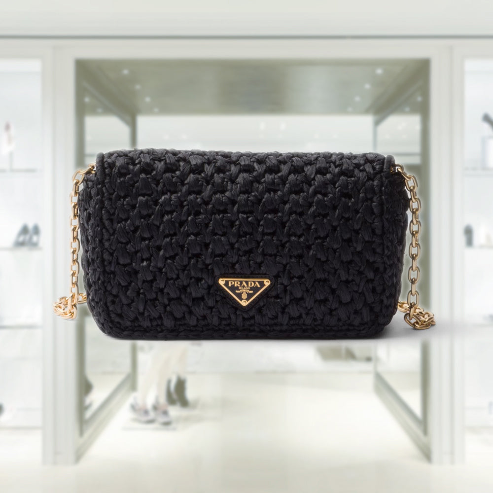 Woven fabric shoulder bag