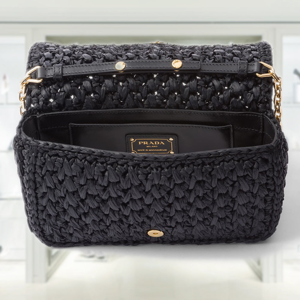 Woven fabric shoulder bag
