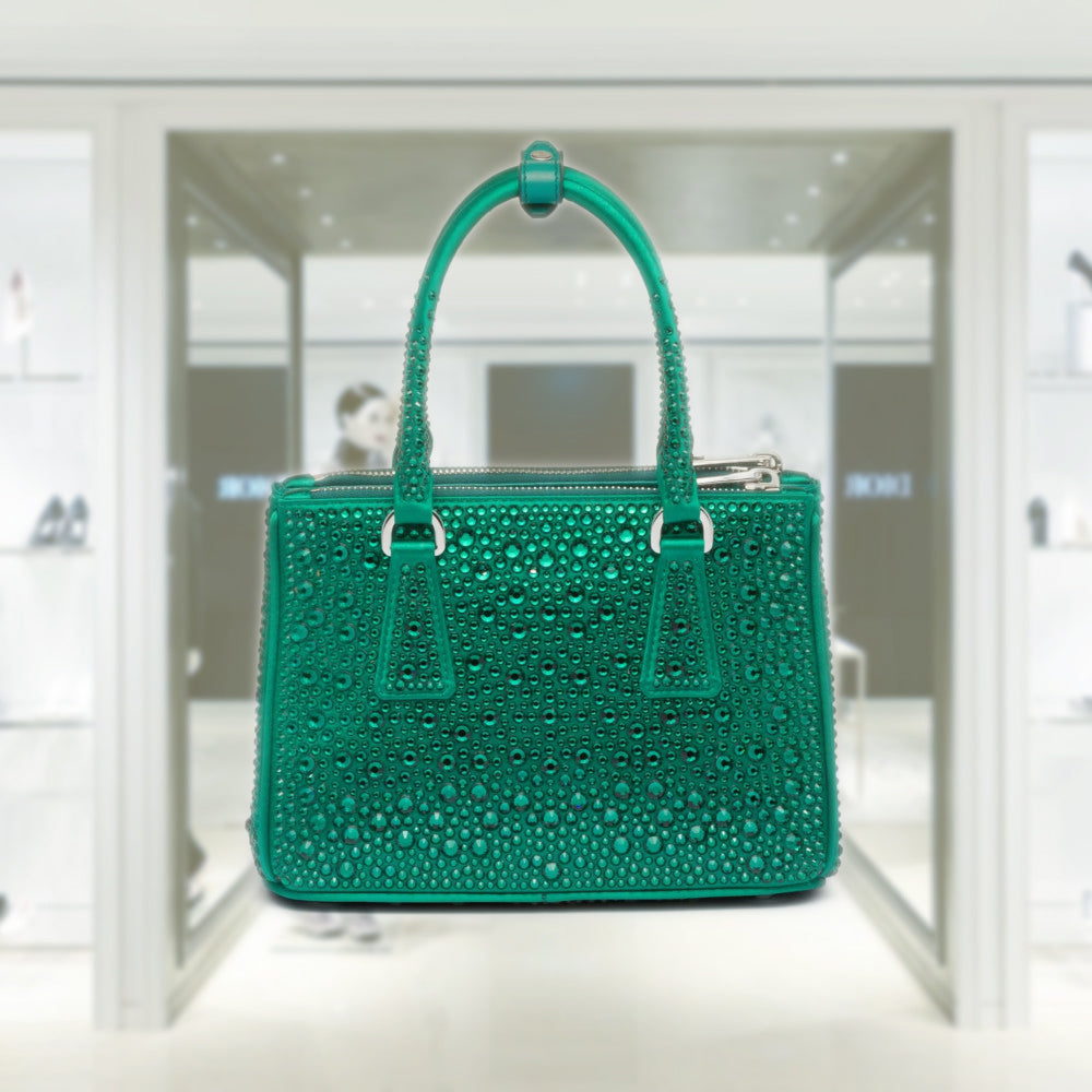 Prada Galleria satin mini-bag with crystals