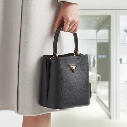 Small Saffiano Leather Prada Panier Bag